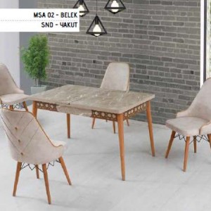 Столовый комплект 80X130  "1 стол+ 6 стула" мод.MSA 02 YAKUT  (Турция)
