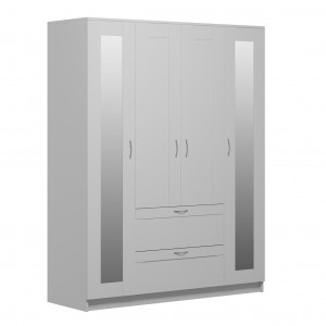 2.02.01.092.1 СИРИУС шкаф комбинированный "4 двери и 2 ящика белый RU (с 2 зеркалами)"