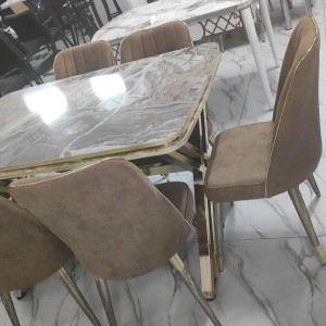 Столовый комплект "1 стол+6 стула" мод. masa Х Gold Sabit /sandalya (Vizyon capucino) (BSR-Турция)