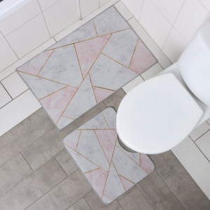 Набор ковриков для ванны и туалета 2 шт 50х80, 40х50 см "Гео" цвет розово-серый   5411407