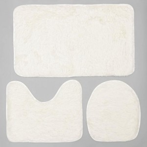 Набор ковриков для ванны и туалета 3 шт 80х49, 49х40, 40х35 см "Плюшевый" цвет белый 1515845